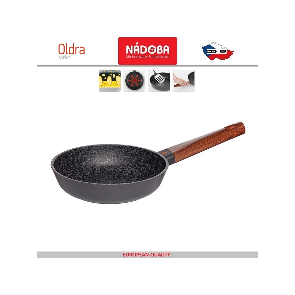 OLDRA Антипригарная сковорода, индукционное дно, D 20 см, минеральное покрытие, Nadoba