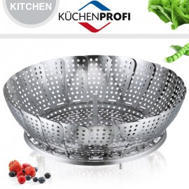 Пароварка-дуршлаг-крышка складная 3 в 1, D 24 см, нержавеющая сталь 18/10, Kuchenprofi