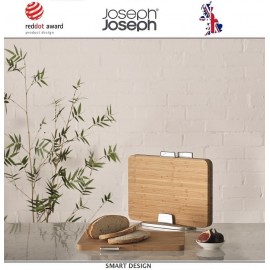 Набор 3-х досок INDEX бамбук для разных видов продуктов, на подставке, Joseph Joseph