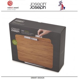 Набор 3-х досок INDEX бамбук для разных видов продуктов, на подставке, Joseph Joseph