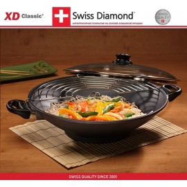 Антипригарный вок XD 61136c с крышкой, D 36 см, алмазное покрытие XD Classic, Swiss Diamond