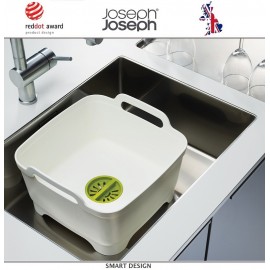 Контейнер Wash and Drain для мытья и сушки посуды, белый, Joseph Joseph
