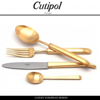 Набор столовых приборов CARRE GOLD MATT, 24 предмета на 6 персон, сталь 18/10, матовое золото 24 KTS, серия Carre Gold, Cutipol
