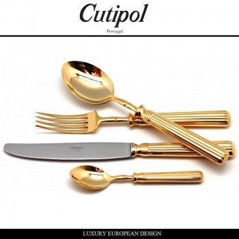 Набор столовых приборов LINE GOLD, 24 предмета на 6 персон, позолота 24KTS, Cutipol