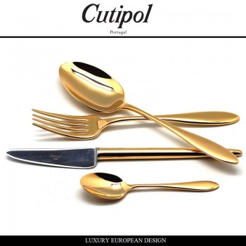 Набор столовых приборов VAN DER ROHE GOLD, 24 предмета на 6 персон, позолота 24 KTS, Cutipol