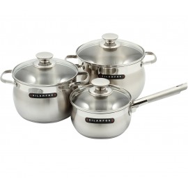 Набор посуды 3 предмета, индукционное дно, матовая сталь 18/10, серия Royal Satin, Silampos