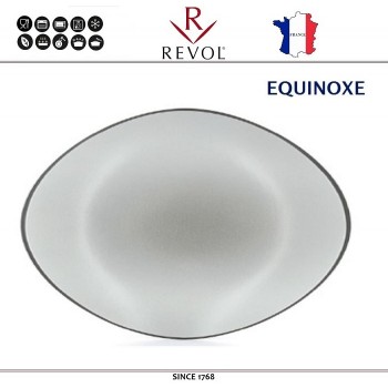 Блюдо EQUINOXE овальное для закусок, L 35 см, керамика ручной работы, серый, REVOL
