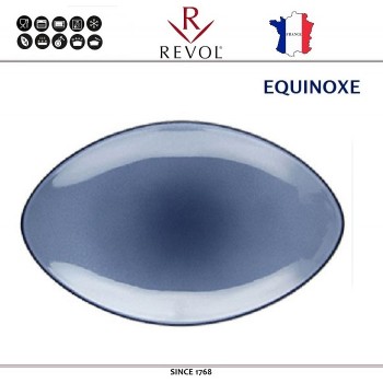Блюдо EQUINOXE овальное для закусок, L 35 см, керамика ручной работы, синий, REVOL