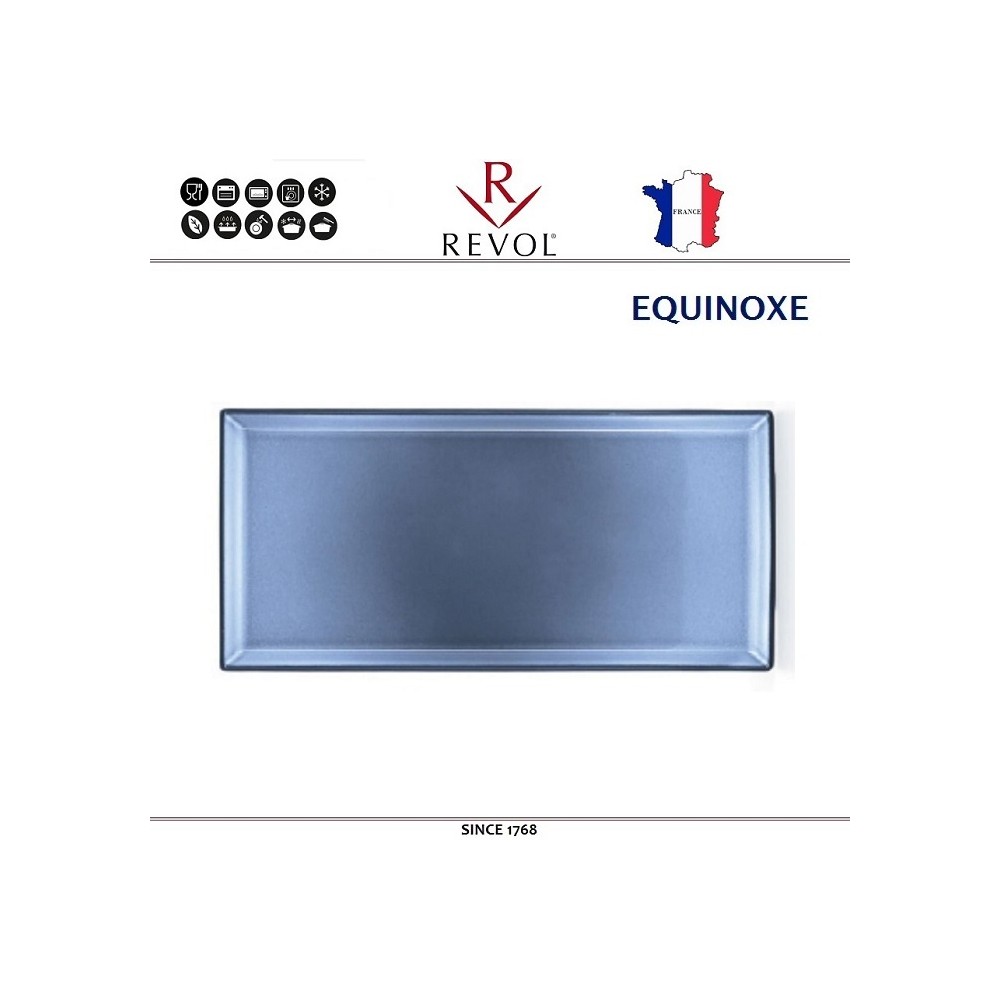 Блюдо EQUINOXE для закусок, L 32.5 см, W 15 см, керамика ручной работы, синий, REVOL