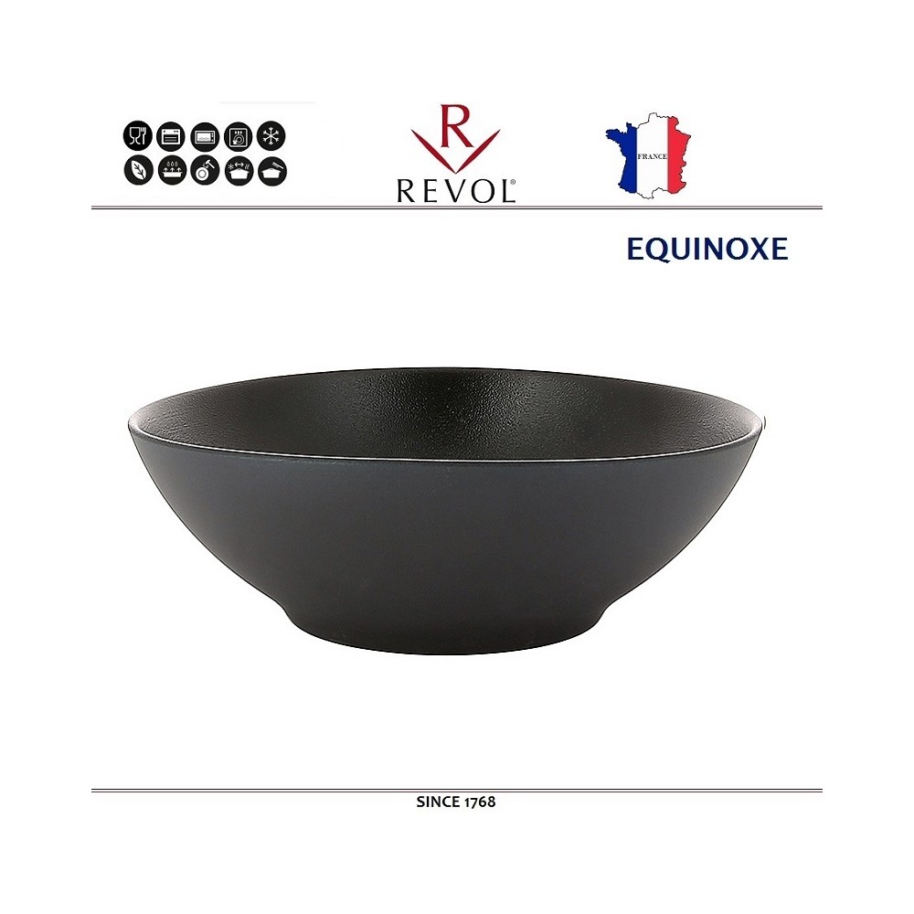 Блюдо-салатник EQUINOXE, D 19 см, 700 мл, керамика ручной работы, черный, REVOL