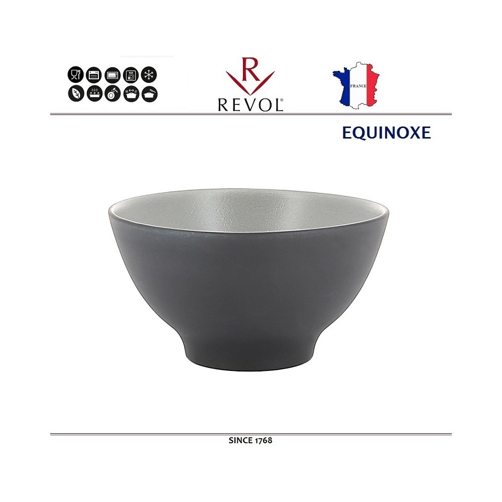 Глубокая миска EQUINOXE для риса, каши, D 12 см, керамика ручной работы, серый, REVOL
