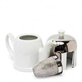 Заварочный чайник Salam, на 2 чашки, 350 мл, фарфор белый, зеркальная сталь, Guy Degrenne