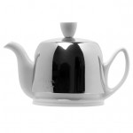 Заварочный чайник Salam, на 2 чашки, 350 мл, фарфор белый, зеркальная сталь, Guy Degrenne
