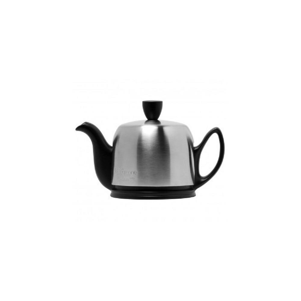 Заварочный чайник Salam с ситечком, на 2 чашки, 350 мл, фарфор черный, матовая сталь, Guy Degrenne