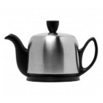 Заварочный чайник Salam с ситечком, на 2 чашки, 350 мл, фарфор черный, матовая сталь, Guy Degrenne