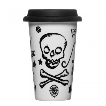 Дорожная термо-кружка Tattoo Travel, стекло жаропрочное, силикон пищевой, серия Cafe, SAGAFORM