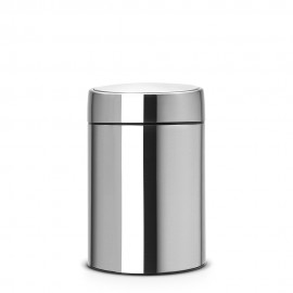 Ведро для мусора с крышкой, D 20,5 см, H 32,5 см, V 5 л, сталь нержавеющая, серия SLIDE, Brabantia