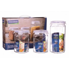 Набор контейнеров для сыпучих продуктов, 3 шт, 2 шт - 2 л, 1 шт - 3 л, стекло, GlassLock