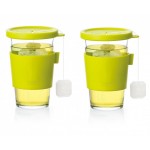 Набор стаканов для напитков, 2 шт, 380 мл, стекло, зеленый, GLASSLOCK
