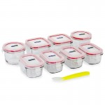 Набор для детей: пищевые контейнеры с ложкой, 8 шт, стекло, розовый цвет