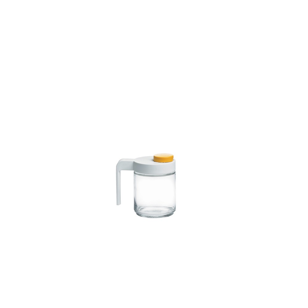 Кувшин для масла с ручкой, кнопка-клапан, V 400 мл, желтый, стекло, серия Pelican, GLASSLOCK