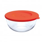 Миска круглая (салатник), красная крышка, 1 л, стекло боросиликатное, серия Easy Mix, GLASSLOCK