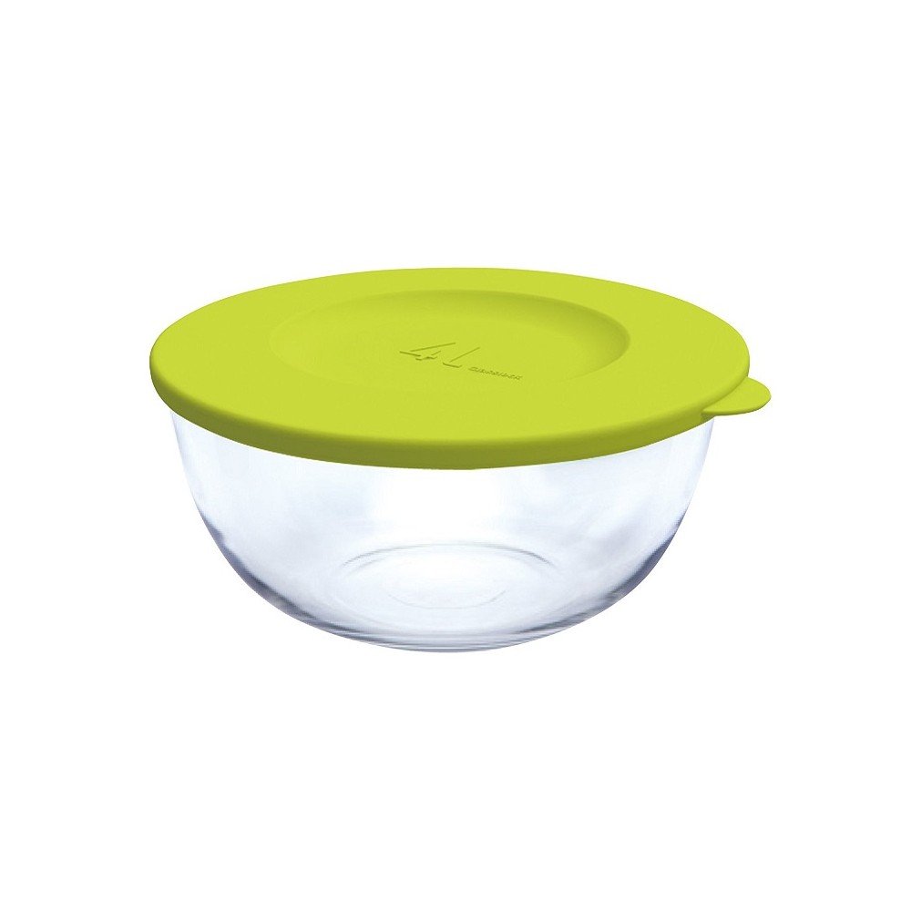 Миска круглая (салатник), зеленая крышка, V 4 л, стекло боросиликатное, серия Easy Mix, GLASSLOCK