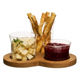 Набор сервировочный для закусок, 3 предмета на подставке, стекло, дуб, серия Oval Oak, Sagaform