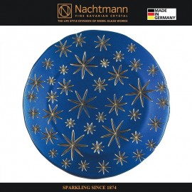 Блюдо GOLDEN STARS праздничное, 32 см, синий-золотой, бессвинцовый хрусталь, Nachtmann