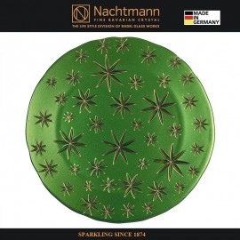 Блюдо GOLDEN STARS праздничное, 32 см, зеленый-золотой, бессвинцовый хрусталь, Nachtmann