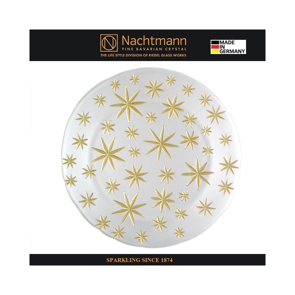 Блюдо GOLDEN STARS праздничное, 32 см, белый-золотой, бессвинцовый хрусталь, Nachtmann