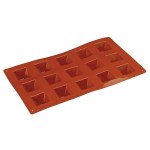 Форма кондитерская пирамида, 15 ячеек, (3,6 х 3,6), H 1,5 см, силикон жаропрочный пищевой, Flexipad, Paderno