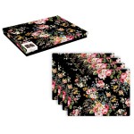 Набор настольных подкладок, L 40 см, W 30 см, 4 шт, пробка, серия Blooming Opulence Black, Easy Life
