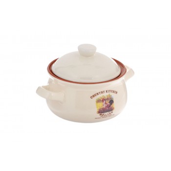 Горшочек с ручками и крышкой Деревенское утро, 0,5 л, Terracotta