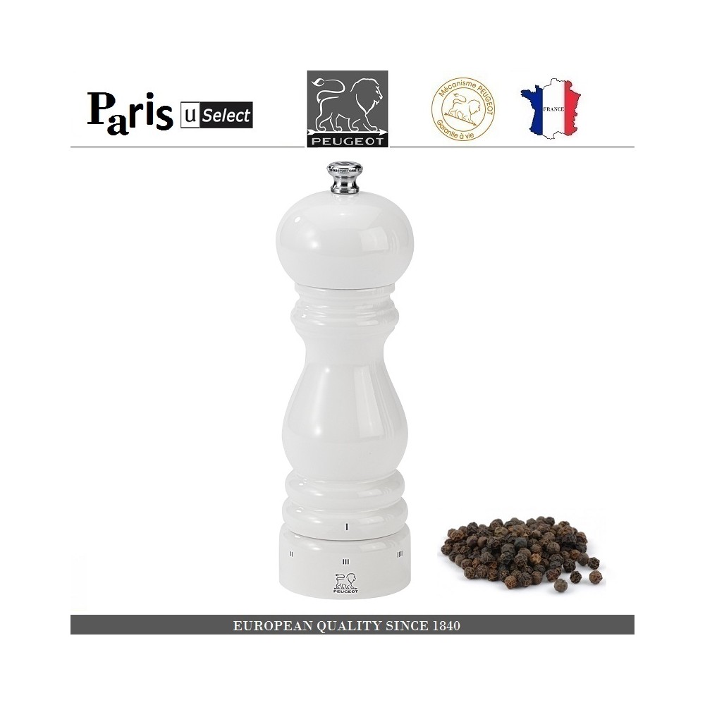 Мельница Paris U Select Laque Blanc для перца, H 18 см, белый, PEUGEOT