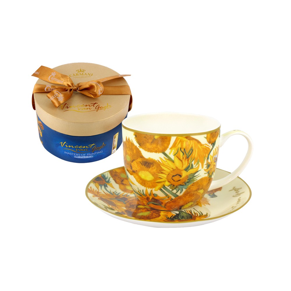 Пара чайная в подарочной коробке "Подсолнухи" (Ван Гог), 250 мл, серия Великие Художники, Carmani 