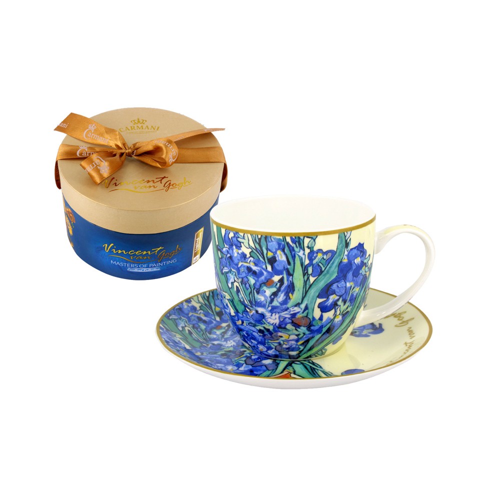 Пара чайная в подарочной коробке "Ирисы" (Ван Гог), 250 мл, серия Великие Художники, Carmani 