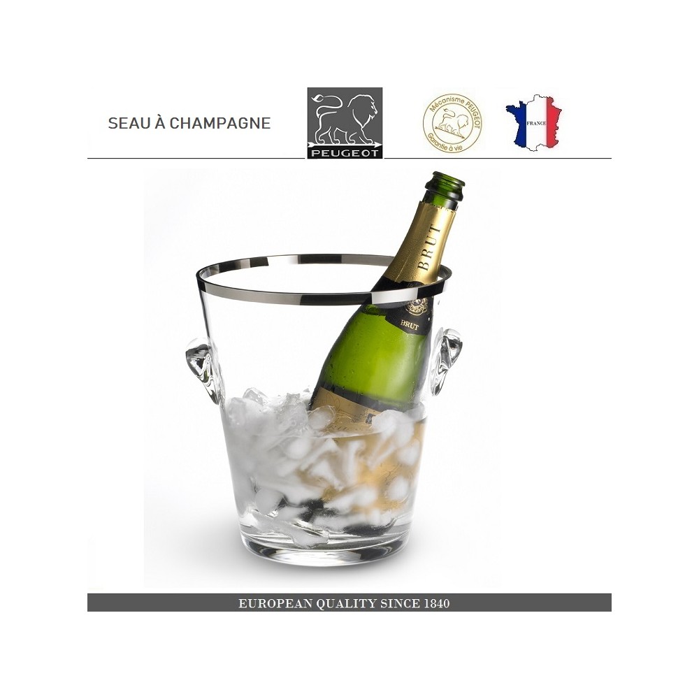 Ведро SEAU A CHAMPAGNE для бутылок, платиновый обод, PEUGEOT VIN, Франция