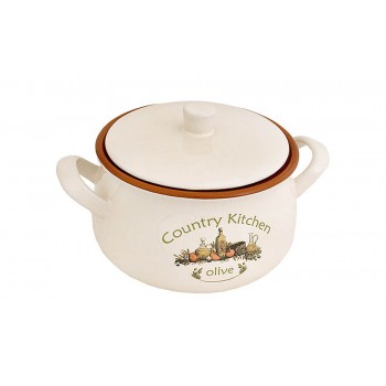 Горшочек с ручками и крышкой Олива, 1 л, Terracotta