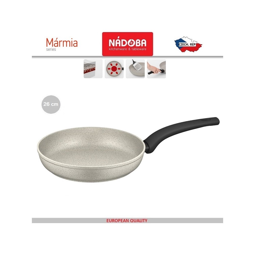 MARMIA Антипригарная сковорода, индукционное дно, D 26 см, титановое покрытие, Nadoba