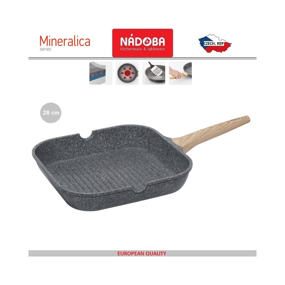 Сковорода-гриль MINERALICA, индукционное дно, 28 x 28 см, минеральное покрытие, Nadoba