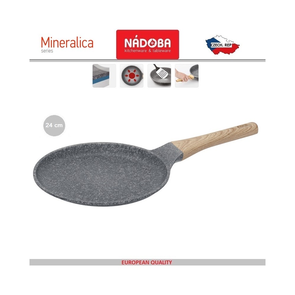 MINERALICA Блинная сковорода, индукционное дно, D 24 см, минеральное покрытие, Nadoba