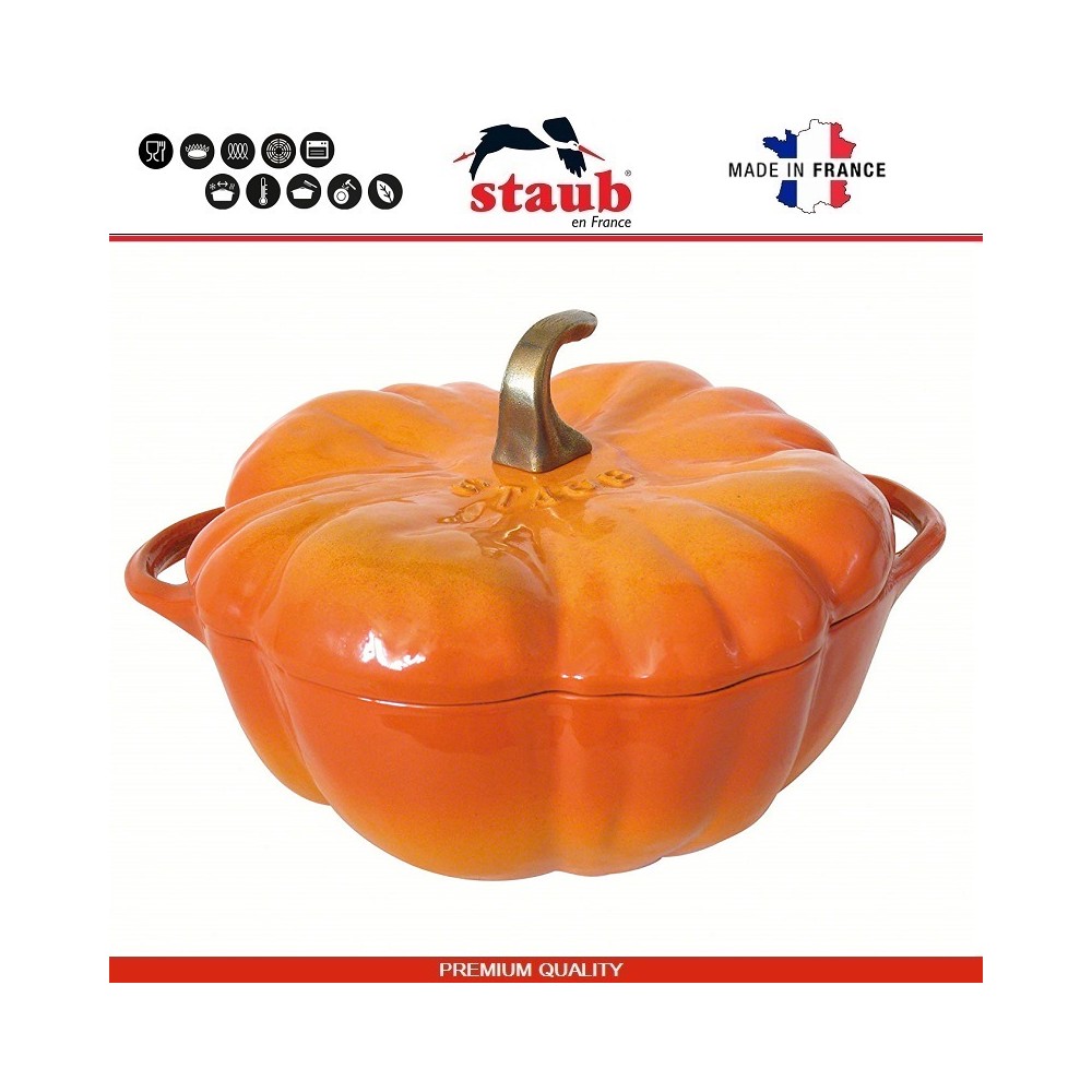 Кастрюля-жаровня La Cocotte Pumpkin чугунная, 3.45 л, D 24 см, цвет тыква, Staub
