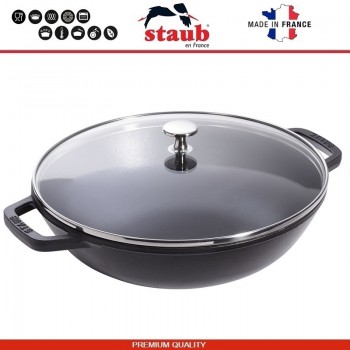 Вок SPECIALS, 4.4 л, D 30 см, чугун литой, эмаль, цвет черный, Staub