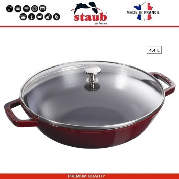 Вок SPECIALS, 4.4 л, D 30 см, чугун литой, эмаль, цвет гранат, Staub