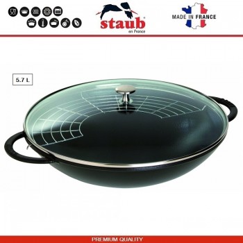 Вок SPECIALS, 5.7 л, D 37 см, чугун литой, эмаль, цвет черный, Staub