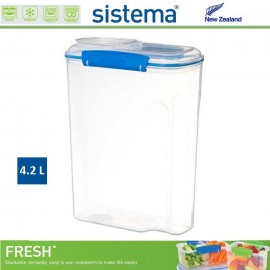 Контейнер для мюсли, хлопьев, FRESH синий, 4.2 л, эко-пластик пищевой, SISTEMA