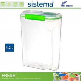 Контейнер для мюсли, хлопьев, FRESH зеленый, 4.2 л, эко-пластик пищевой, SISTEMA