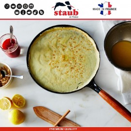 Блинная сковорода Le Crepes с лопаткой и шпателем, D 28 см, чугун литой, эмаль, Staub