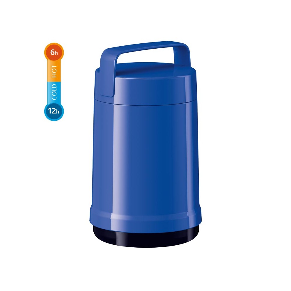 Пищевой термос, 1 л, 2 контейнера, полипропилен, стекло, синий, серия ROCKET, Emsa